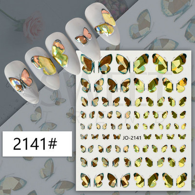 3D lézeres ezüst körömmatrica fémes pillangó csillag Hold egyszarvú holografikus színátmenetes manikűr DIY köröm kiegészítők BESO