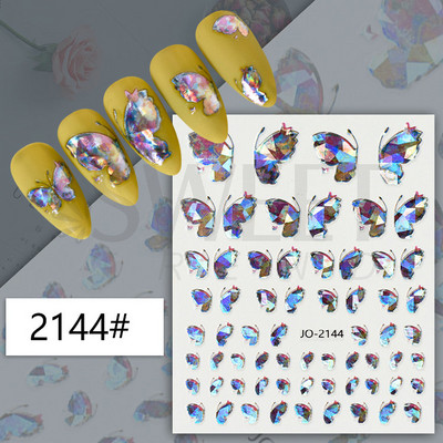 3D lézeres ezüst körömmatrica fémes pillangó csillag Hold egyszarvú holografikus színátmenetes manikűr DIY köröm kiegészítők BESO