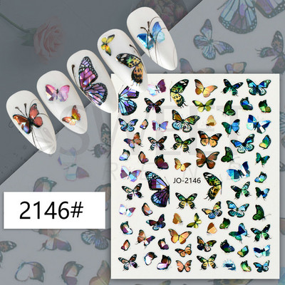 3D lézeres ezüst körömmatrica fémes pillangó csillag Hold egyszarvú holografikus színátmenetes manikűr DIY köröm kiegészítők BESO