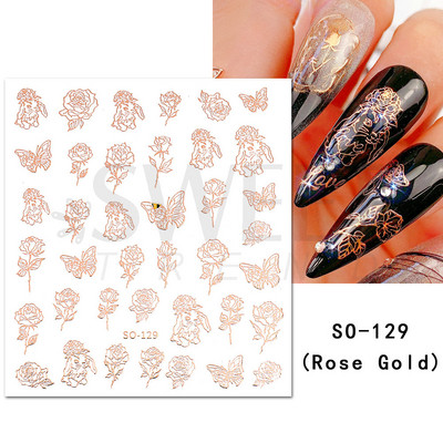 3D lézeres ezüst körömmatrica fémes pillangó csillag Hold egyszarvú holografikus színátmenetes manikűr DIY köröm kiegészítők BESO