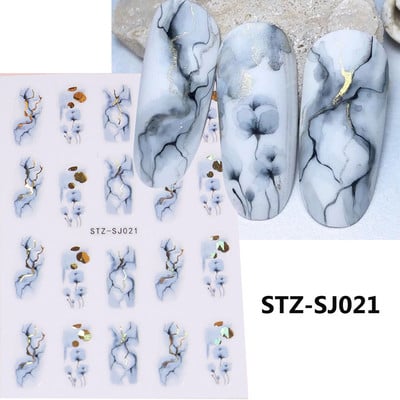 Virágzó csíkok vonalak 3D matricák körmökhöz Arany bronzosító geometria absztrakt arcragasztó fóliák csúszkák dekoráció NFSTZ-SJ018