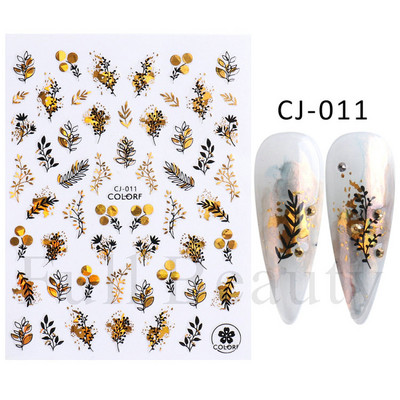 Virágzó csíkok vonalak 3D matricák körmökhöz Arany bronzosító geometria absztrakt arcragasztó fóliák csúszkák dekoráció NFSTZ-SJ018