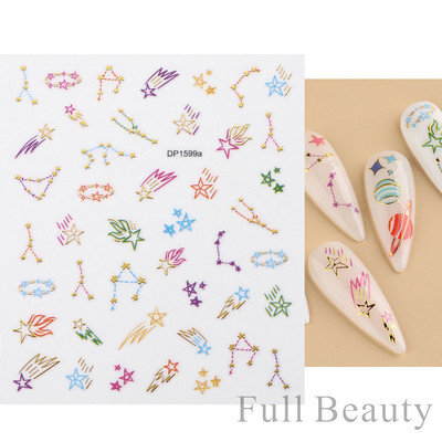 Virágzó csíkok vonalak 3D matricák körmökhöz Arany bronzosító geometria absztrakt arcragasztó fóliák csúszkák dekoráció NFSTZ-SJ018