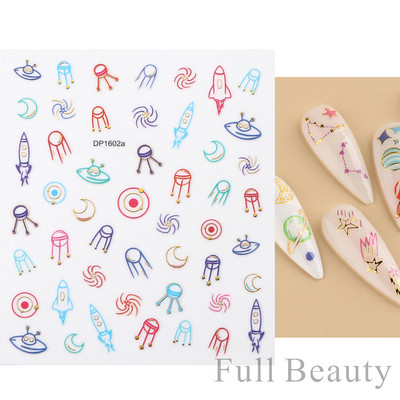 Virágzó csíkok vonalak 3D matricák körmökhöz Arany bronzosító geometria absztrakt arcragasztó fóliák csúszkák dekoráció NFSTZ-SJ018