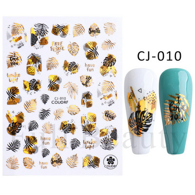 Virágzó csíkok vonalak 3D matricák körmökhöz Arany bronzosító geometria absztrakt arcragasztó fóliák csúszkák dekoráció NFSTZ-SJ018