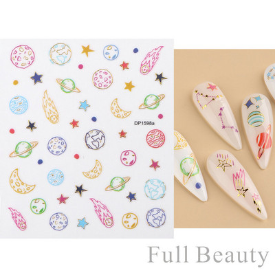 Virágzó csíkok vonalak 3D matricák körmökhöz Arany bronzosító geometria absztrakt arcragasztó fóliák csúszkák dekoráció NFSTZ-SJ018