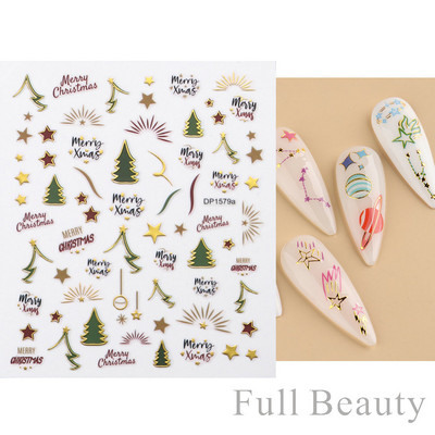 Virágzó csíkok vonalak 3D matricák körmökhöz Arany bronzosító geometria absztrakt arcragasztó fóliák csúszkák dekoráció NFSTZ-SJ018