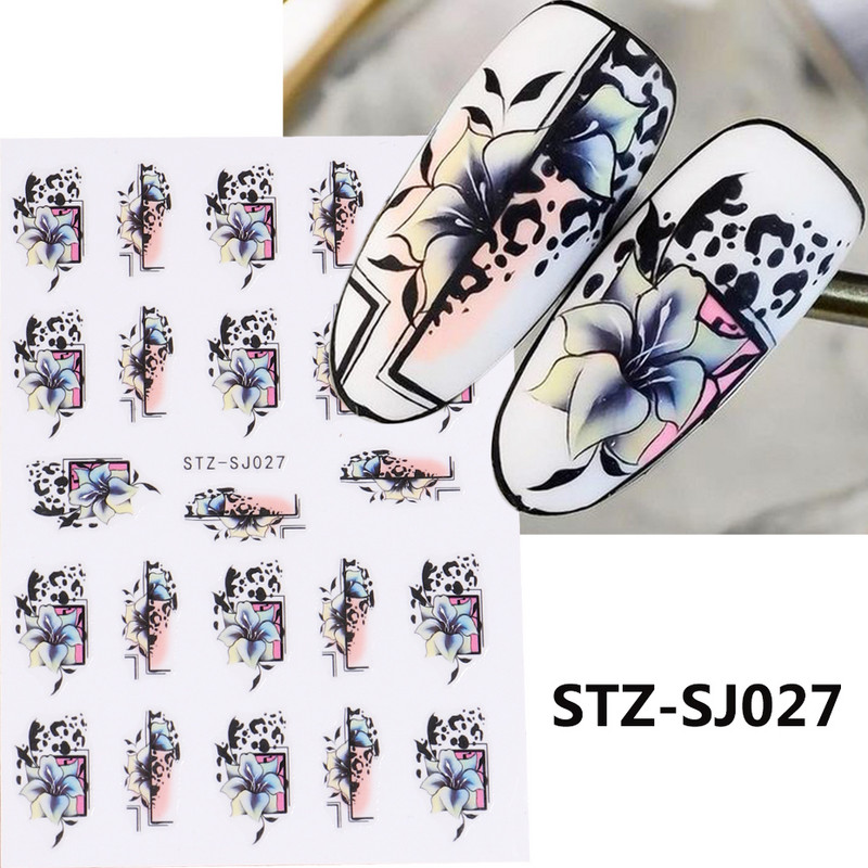 Virágzó csíkok vonalak 3D matricák körmökhöz Arany bronzosító geometria absztrakt arcragasztó fóliák csúszkák dekoráció NFSTZ-SJ018