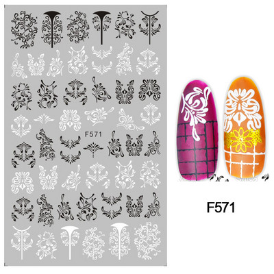 1 τμχ Geometry Sliders τρισδιάστατο αυτοκόλλητο για νύχια μαύρο λευκό τρίγωνο τζελ για τέχνη νυχιών Χαλκομανίες με φύλλα λουλουδιών Διακοσμητικό φύλλο για μανικιούρ LAF573