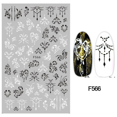 1 τμχ Geometry Sliders τρισδιάστατο αυτοκόλλητο για νύχια μαύρο λευκό τρίγωνο τζελ για τέχνη νυχιών Χαλκομανίες με φύλλα λουλουδιών Διακοσμητικό φύλλο για μανικιούρ LAF573