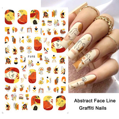 1 τμχ Geometry Sliders τρισδιάστατο αυτοκόλλητο για νύχια μαύρο λευκό τρίγωνο τζελ για τέχνη νυχιών Χαλκομανίες με φύλλα λουλουδιών Διακοσμητικό φύλλο για μανικιούρ LAF573