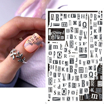 1 τμχ Geometry Sliders τρισδιάστατο αυτοκόλλητο για νύχια μαύρο λευκό τρίγωνο τζελ για τέχνη νυχιών Χαλκομανίες με φύλλα λουλουδιών Διακοσμητικό φύλλο για μανικιούρ LAF573