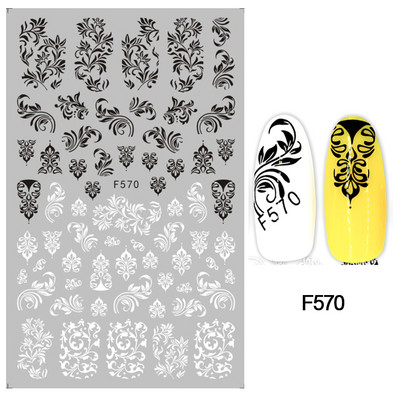 1 τμχ Geometry Sliders τρισδιάστατο αυτοκόλλητο για νύχια μαύρο λευκό τρίγωνο τζελ για τέχνη νυχιών Χαλκομανίες με φύλλα λουλουδιών Διακοσμητικό φύλλο για μανικιούρ LAF573