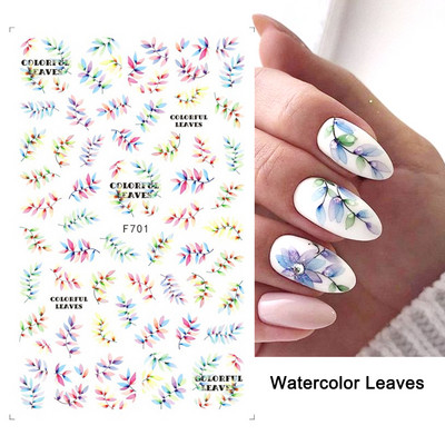 1 τμχ Geometry Sliders τρισδιάστατο αυτοκόλλητο για νύχια μαύρο λευκό τρίγωνο τζελ για τέχνη νυχιών Χαλκομανίες με φύλλα λουλουδιών Διακοσμητικό φύλλο για μανικιούρ LAF573