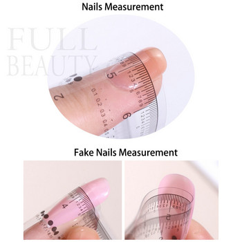 Прозрачна мека линийка за нокти Измерване на размера на фалшиви нокти Линейка за декорация с кристали Измерване на размери Инструмент за маникюр #N-CZ
