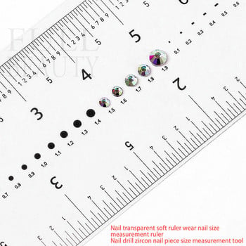 Прозрачна мека линийка за нокти Измерване на размера на фалшиви нокти Линейка за декорация с кристали Измерване на размери Инструмент за маникюр #N-CZ