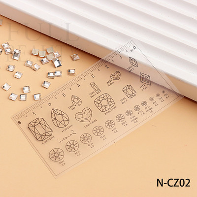 Διαφανής μαλακός χάρακας ψεύτικα νύχια Μέτρηση μεγέθους Straightedge στρας Διακόσμηση Διάσταση Μέτρο Εργαλείο μανικιούρ #N-CZ