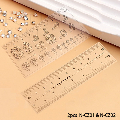Διαφανής μαλακός χάρακας ψεύτικα νύχια Μέτρηση μεγέθους Straightedge στρας Διακόσμηση Διάσταση Μέτρο Εργαλείο μανικιούρ #N-CZ