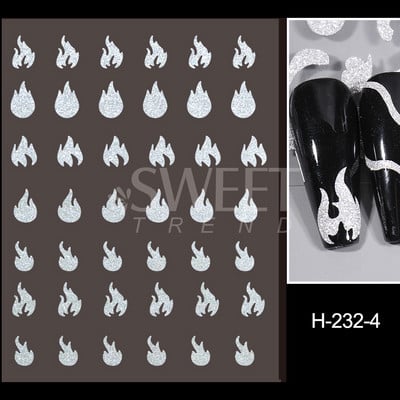 3D Swirl Line Körömmatrica Fényvisszaverő Csillogó Francia Trippy Design Sötét Feltűnő csíkos Hullám Absztrakt Manikűr Tippek SAH-232