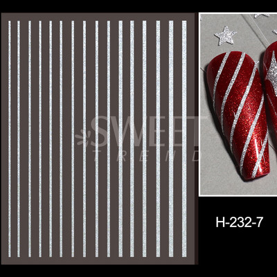 3D Swirl Line Körömmatrica Fényvisszaverő Csillogó Francia Trippy Design Sötét Feltűnő csíkos Hullám Absztrakt Manikűr Tippek SAH-232