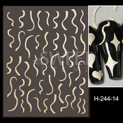 3D Swirl Line Körömmatrica Fényvisszaverő Csillogó Francia Trippy Design Sötét Feltűnő csíkos Hullám Absztrakt Manikűr Tippek SAH-232