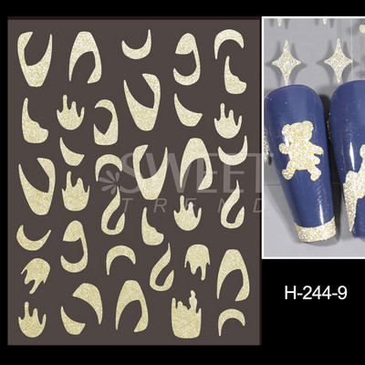 3D Swirl Line Körömmatrica Fényvisszaverő Csillogó Francia Trippy Design Sötét Feltűnő csíkos Hullám Absztrakt Manikűr Tippek SAH-232