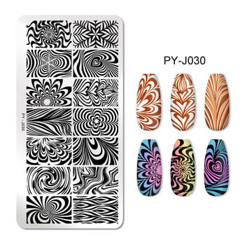 PICT YOU Marble Texture Nail Stamping Plates Lines Geometry Theme Animal Template Image Image Mold Nail Art Stencil