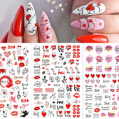 1 τμχ 3D αυτοκόλλητα νυχιών Heart Love Αυτοκόλλητα γράμματα slider Διακοσμητικά νυχιών για την ημέρα του Αγίου Βαλεντίνου Χαλκομανίες Αξεσουάρ μανικιούρ