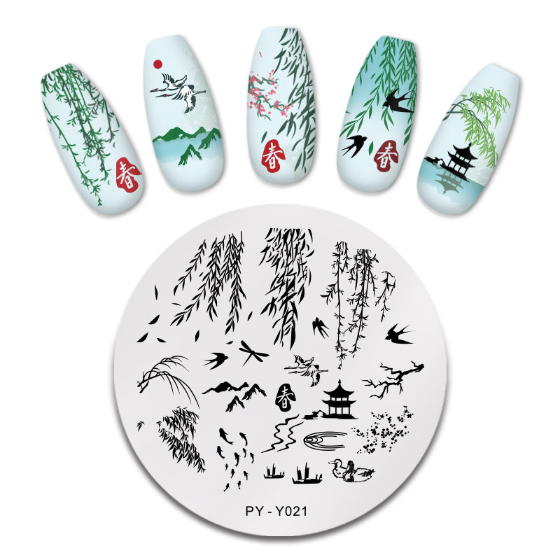 PICT YOU tavaszi sorozat körömbélyegző lemezek stencil rozsdamentes acél szerszámok körömdíszítés bélyegsablonok tervezése nyomtatási eszközök