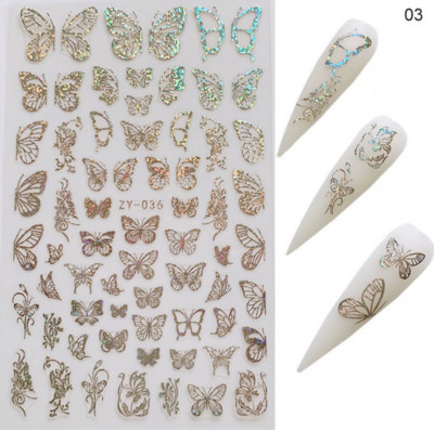 Butterfly küünekleebised, 3D isekleepuvad lillelised, lillelised küünekleebised, küünetarbed, liblikakleebised
