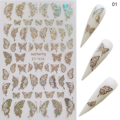 Butterfly küünekleebised, 3D isekleepuvad lillelised, lillelised küünekleebised, küünetarbed, liblikakleebised