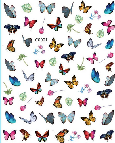Butterfly küünekleebised, 3D isekleepuvad lillelised, lillelised küünekleebised, küünetarbed, liblikakleebised