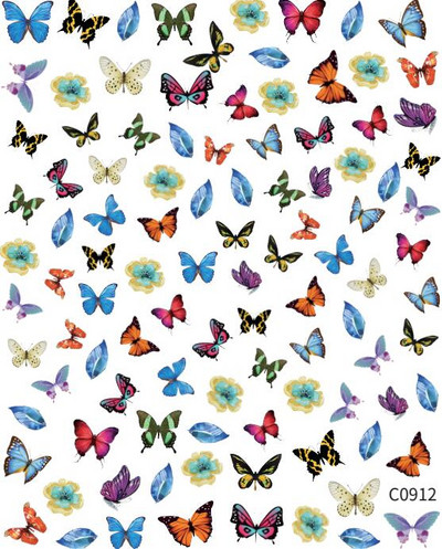 Butterfly küünekleebised, 3D isekleepuvad lillelised, lillelised küünekleebised, küünetarbed, liblikakleebised