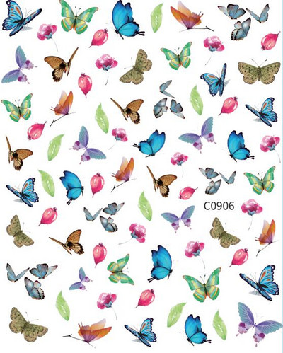 Butterfly küünekleebised, 3D isekleepuvad lillelised, lillelised küünekleebised, küünetarbed, liblikakleebised