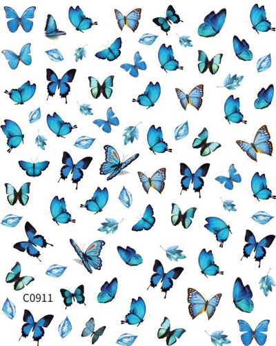 Butterfly küünekleebised, 3D isekleepuvad lillelised, lillelised küünekleebised, küünetarbed, liblikakleebised