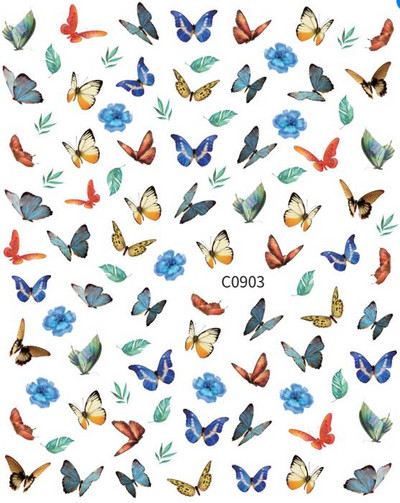 Butterfly küünekleebised, 3D isekleepuvad lillelised, lillelised küünekleebised, küünetarbed, liblikakleebised