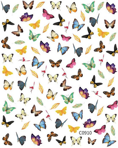 Butterfly küünekleebised, 3D isekleepuvad lillelised, lillelised küünekleebised, küünetarbed, liblikakleebised