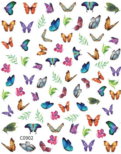 Butterfly küünekleebised, 3D isekleepuvad lillelised, lillelised küünekleebised, küünetarbed, liblikakleebised