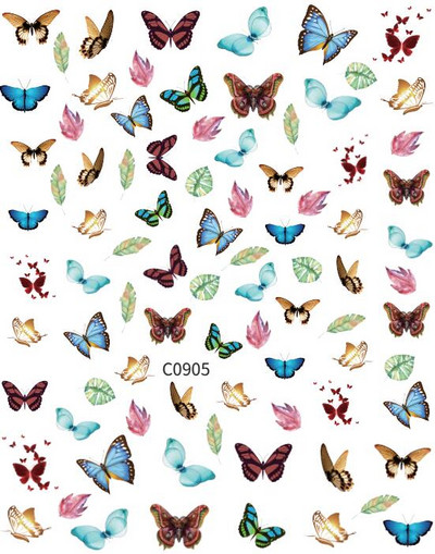 Butterfly küünekleebised, 3D isekleepuvad lillelised, lillelised küünekleebised, küünetarbed, liblikakleebised