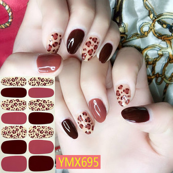 14 Tips Leopard Print Μικτά Αυτοκόλλητα Νυχιών Πλήρες Κάλυμμα Ταινίες Νυχιών DIY Αυτοκόλλητα Μόδας Αυτοκόλλητα Σκίσιμο για Καλλιτεχνικά Νύχια