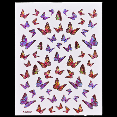 12 τμχ Ολογραφικό Laser Butterfly 3D Nails Αυτοκόλλητο Χρώματα Χρυσό DIY Χαλκομανίες νυχιών Σχέδια για Μανικιούρ Νυχιών Διακοσμήσεις Σαλόνι