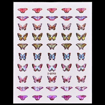 12 τμχ Ολογραφικό Laser Butterfly 3D Nails Αυτοκόλλητο Χρώματα Χρυσό DIY Χαλκομανίες νυχιών Σχέδια για Μανικιούρ Νυχιών Διακοσμήσεις Σαλόνι