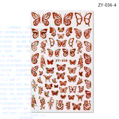 12 τμχ Ολογραφικό Laser Butterfly 3D Nails Αυτοκόλλητο Χρώματα Χρυσό DIY Χαλκομανίες νυχιών Σχέδια για Μανικιούρ Νυχιών Διακοσμήσεις Σαλόνι