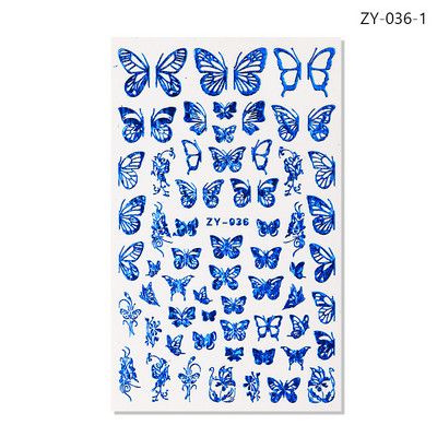 12 τμχ Ολογραφικό Laser Butterfly 3D Nails Αυτοκόλλητο Χρώματα Χρυσό DIY Χαλκομανίες νυχιών Σχέδια για Μανικιούρ Νυχιών Διακοσμήσεις Σαλόνι