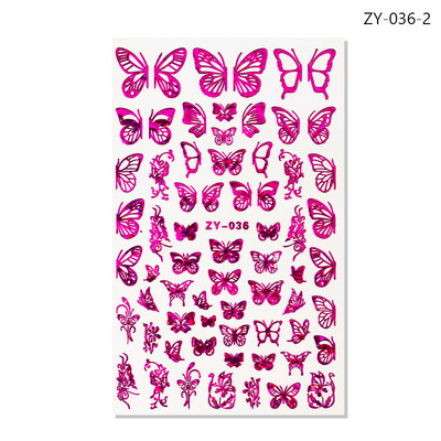 12 τμχ Ολογραφικό Laser Butterfly 3D Nails Αυτοκόλλητο Χρώματα Χρυσό DIY Χαλκομανίες νυχιών Σχέδια για Μανικιούρ Νυχιών Διακοσμήσεις Σαλόνι