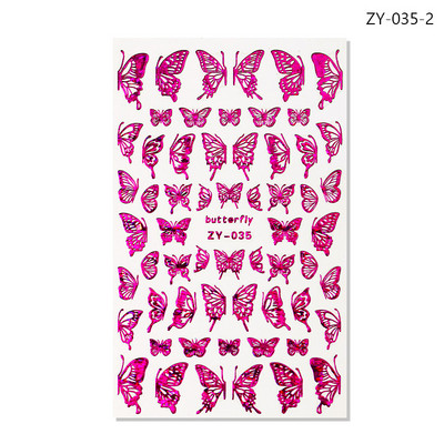 12 τμχ Ολογραφικό Laser Butterfly 3D Nails Αυτοκόλλητο Χρώματα Χρυσό DIY Χαλκομανίες νυχιών Σχέδια για Μανικιούρ Νυχιών Διακοσμήσεις Σαλόνι