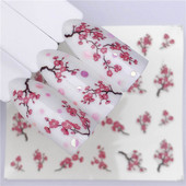 Tavaszi körömmatricák víz matricák körmökhöz csúszkák körömmatricák művészi matricák téli aranyos róka transzfer torta kis friss szilva