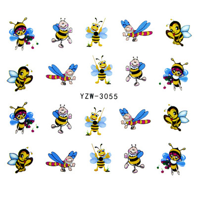 Tavaszi körömmatricák víz matricák körmökhöz csúszkák körömmatricák művészi matricák téli aranyos róka transzfer torta kis friss szilva