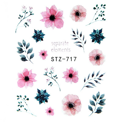 Tavaszi körömmatricák víz matricák körmökhöz csúszkák körömmatricák művészi matricák téli aranyos róka transzfer torta kis friss szilva