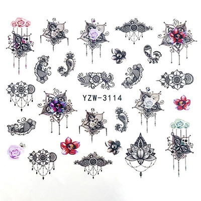 Tavaszi körömmatricák víz matricák körmökhöz csúszkák körömmatricák művészi matricák téli aranyos róka transzfer torta kis friss szilva